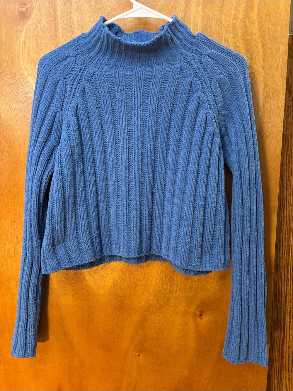 American Eagle Outfitters Blue Ribbed Mock Neck Sweater